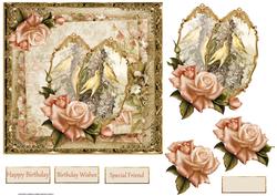 Love Birds and Roses Card with Decoupage