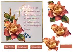 Rustic Birthday Rose Card with Decoupage