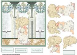 Girl Communion Card with Decoupage