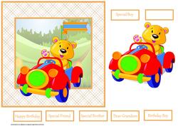 Teddy Bear Racer Card with a Large Topper