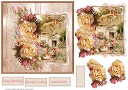 Rose Cottage Card with Decoupage