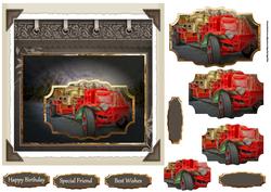 Vintage Fire-engine Card with Shaped Layers