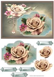 Champagne Rose Card with Decoupage