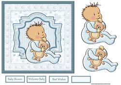 Baby Boy Baby Shower Card with Decoupage