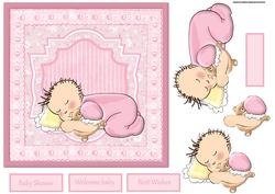 Baby Girl Baby Shower Card and Decoupage