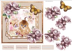 Peeping Cat Card with Decoupage