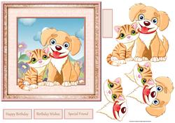 Puppy and Kitten Card with Decoupage