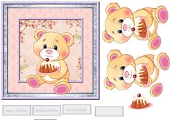 Birthday Cake Teddy Bear Card and Decoupage