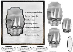 Sailing at Night Card with Shaped Layers and Verse
