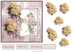 The Smell of Roses Card Front with Decoupage