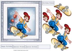 Skate Boarder Card with Decoupage