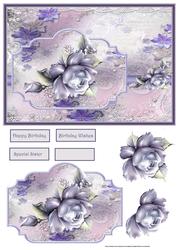Lilac Rose and Pearls Card with Decoupage