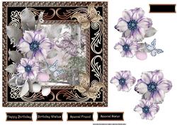 Flowers and Butterfly Card with Decoupage