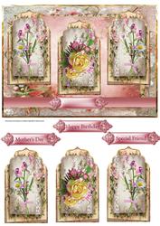 Vintage Flowers Card with Toppers