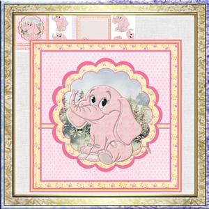 A Pink Elephant Mini Kit with Decoupage