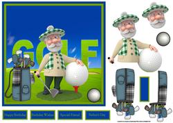 Golfer Card with Decoupage