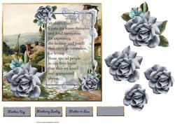 Blue Rose for Mother Card with Verse and Decoupage