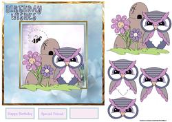 The Owl and the Bumble Bee Card with Decoupage