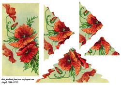 Red Flowers Side Scallop Triangle