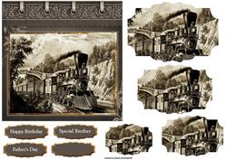 Old Steam Train Card with Shaped Layers