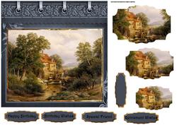 Watermill Card with Shaped Layers and Sentiment Tags