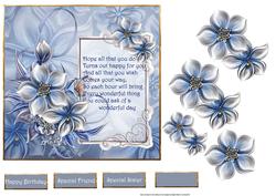 Blue Florals Card with Verse and Decoupage