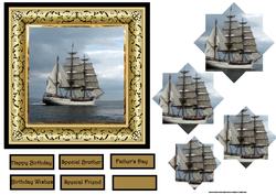 Tall Ship Card with Shaped Layers