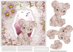 Baby Bear Card with Decoupage and Sentiment Tags