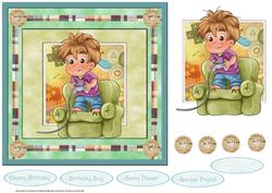 Video Games Boy Card with a Topper