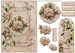Coffee Cream Rose Card and Bookmark