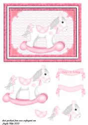 Pink Rocking Horse 1st Baby's Birthday