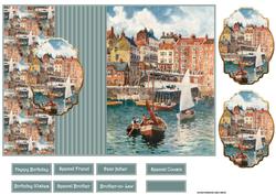 Bridlington Harbour Fold Back Card with Toppers