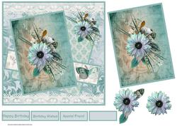 Daisy, Lace and Butterfly Card with Decoupage