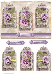 Lilac Rose Panel Card with Toppers