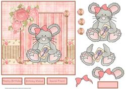 City Shopping Mouse Card with Decoupage