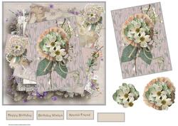 Selection of Vintage Flowers Card with Decoupage