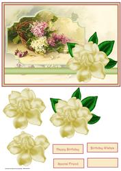 Lilac and Gardenias Card with Decoupage