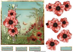 Poppy Fields Card with Decoupage