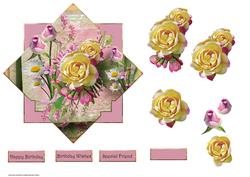 Rose and Daisy Diamond Shape Card
