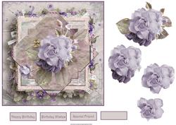 Lilac Rose Diamond Card with Decoupage
