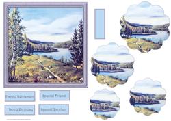 Lake Views Card with Petal Stackers and Sentiment Tags