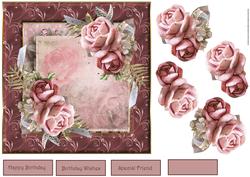 Winter Rose Card with Decoupage