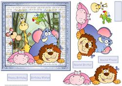 Jungle Animals Card with Decoupage