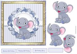 Blue Elephant Card with Decoupage