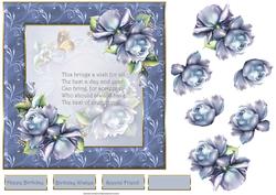 Blue Rose and Butterfly with Verse Card
