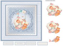 New Baby Boy Vintage 7x7 Card with Decoupage