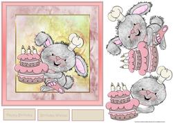 Birthday Rascal Rabbit Card with Decoupage