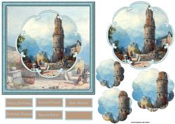 Continental Village Scene Card with Petal Stacker