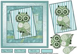 Hoot Owl 7x7 Card with Decoupage