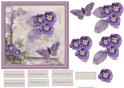 Violets and Butterfly Card with Decoupage